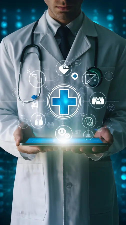 doctor-glowing-tablet-blue-cross-emphasizes-futuristic-healthcare-innovation-vertical-mobile-wallpaper-doctor-glowing-342780360